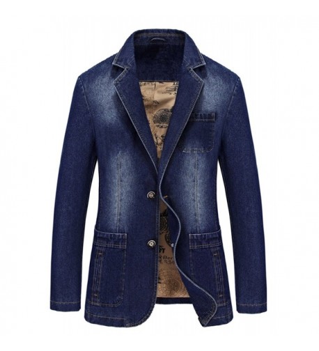 MOGU Mens Button Denim Blazer