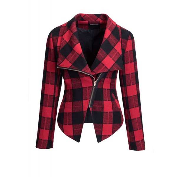 BubbleKiss Women Plaid Asymmetric Jacket