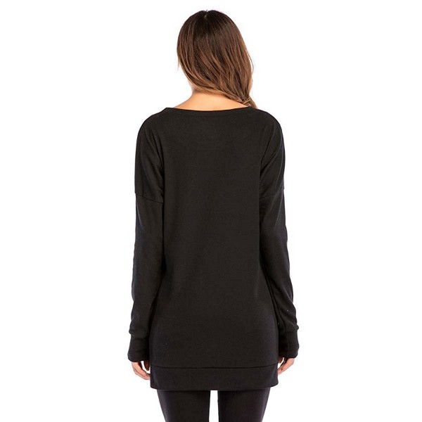 Women's Long Sleeve Side Split Solid Color Loose Casual Pullover Tunic ...