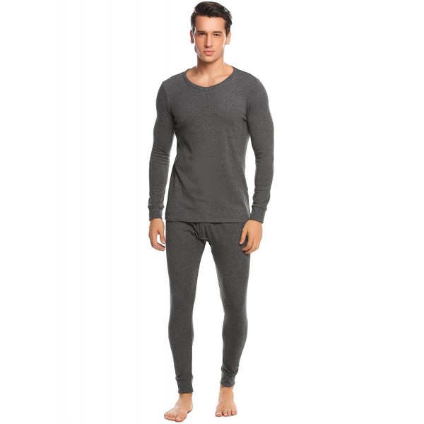 Men's Cotton Winter Long Johns Thermal Soft Cotton Shirt/Pants 2PC ...