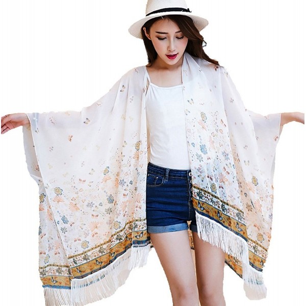 Womens Tassel Chiffon Kimono Cardigan