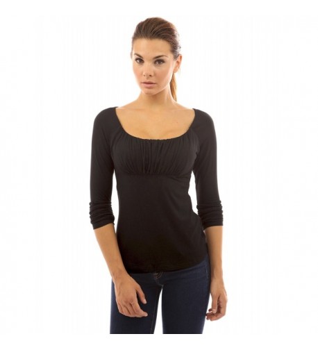 PattyBoutik Womens Ruched Raglan Sleeve