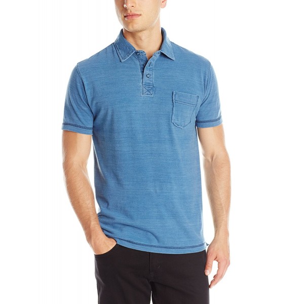 Men's Indigo Dyed Polo Shirt - Light Indigo - CV11USXSHR9