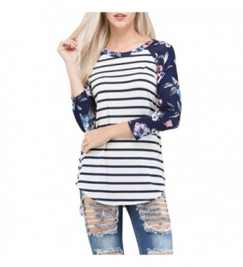 MEROKEETY Womens Striped Floral Baseball