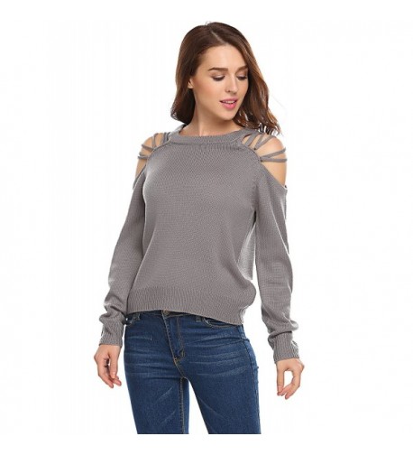 Qearal Crewneck Shoulder Pullover Sweater