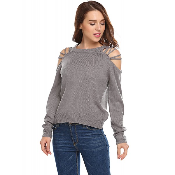 Qearal Crewneck Shoulder Pullover Sweater