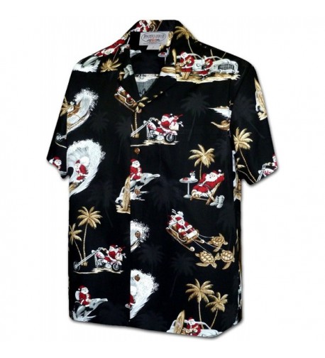 Tropcial Santa Christmas Hawaiian 3922 BLACK XL