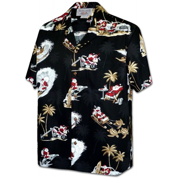 Tropcial Santa Christmas Hawaiian 3922 BLACK XL