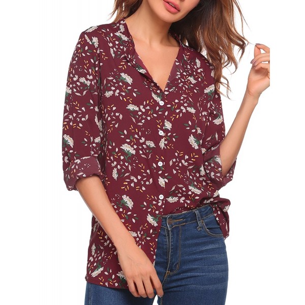 Womens Flower Sleeve Collar Chiffon