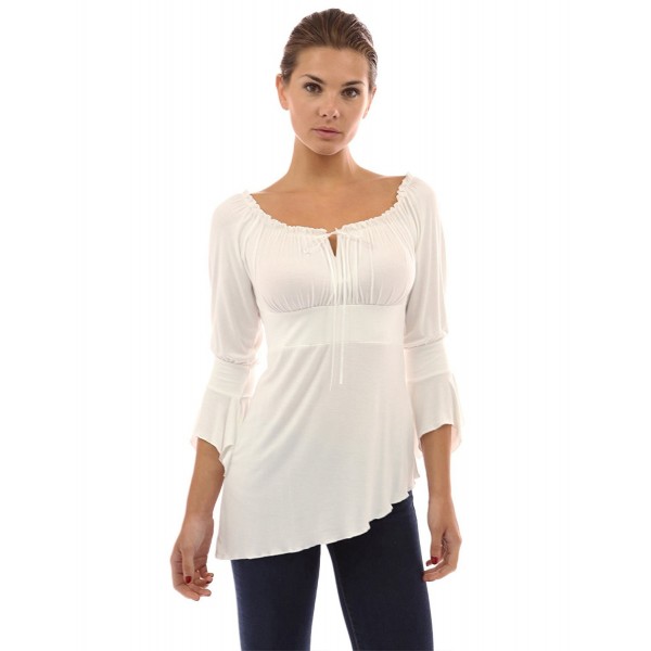 PattyBoutik Shoulder Sleeve Blouse Ivory