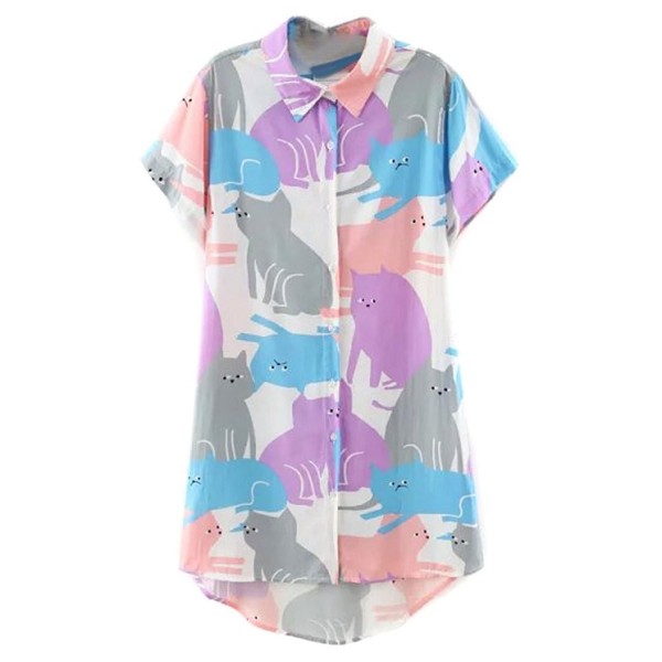 ABADAY Cartoon Print Sleeve Longline