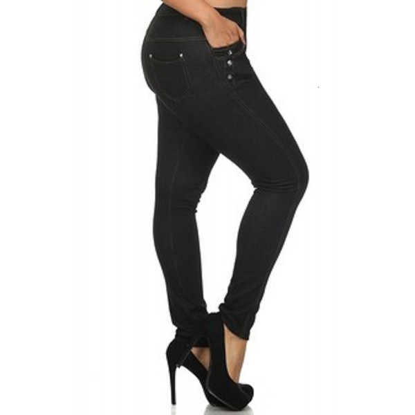 PLUS SIZE JEGGINGS WITH RHINESTONE DETAILS - Black - CT12JPELOKD