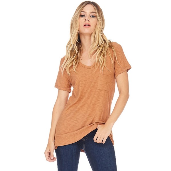 Womens Casual Burnout T Shirt Pocket