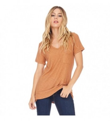 Womens Casual Burnout T Shirt Pocket