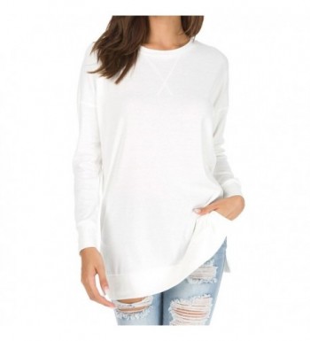 Womens Fall Long Sleeve Sweatshirt Side Split Loose Casual Tunic Tops ...