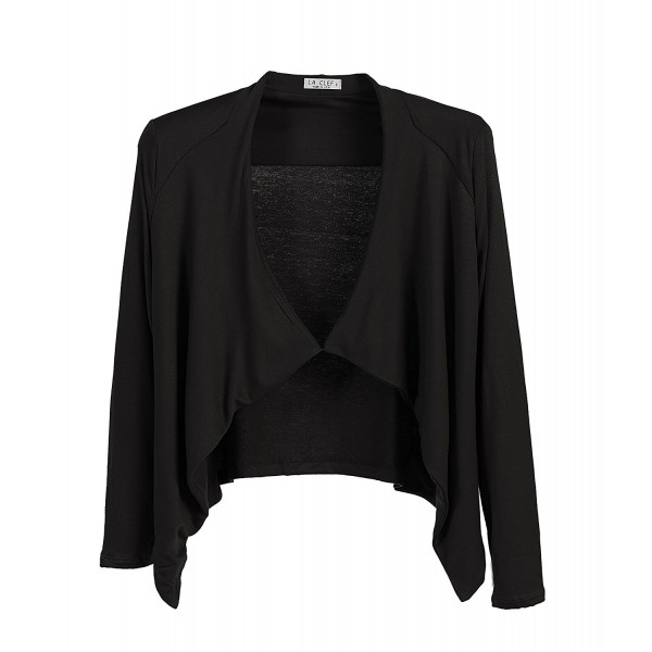 Women's Soft Jersey Open Front Waterfall Blazer Cardigan Jacket - Black ...