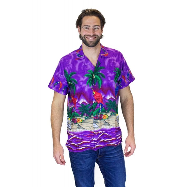 Funky Hawaiian Shirt parrot purple