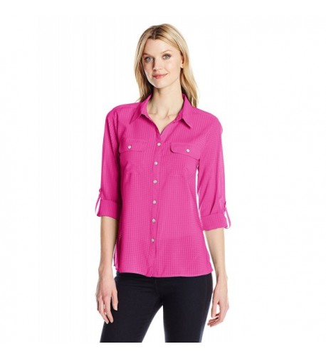 Notations Womens Utility Blouse Magenta