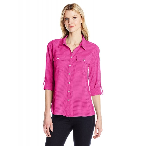 Notations Womens Utility Blouse Magenta