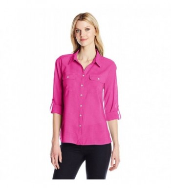 Notations Womens Utility Blouse Magenta