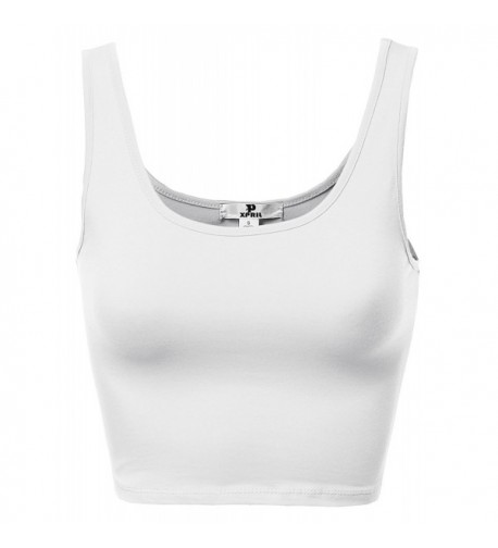 Basic Solid Sleeveless Crop White