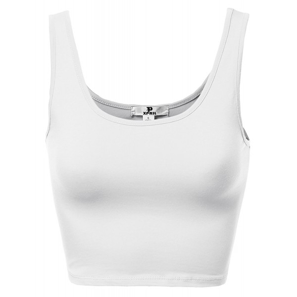 Basic Solid Sleeveless Crop White