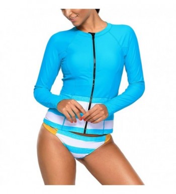 Contrast Striped Swimsuit Rashguard Swimwear