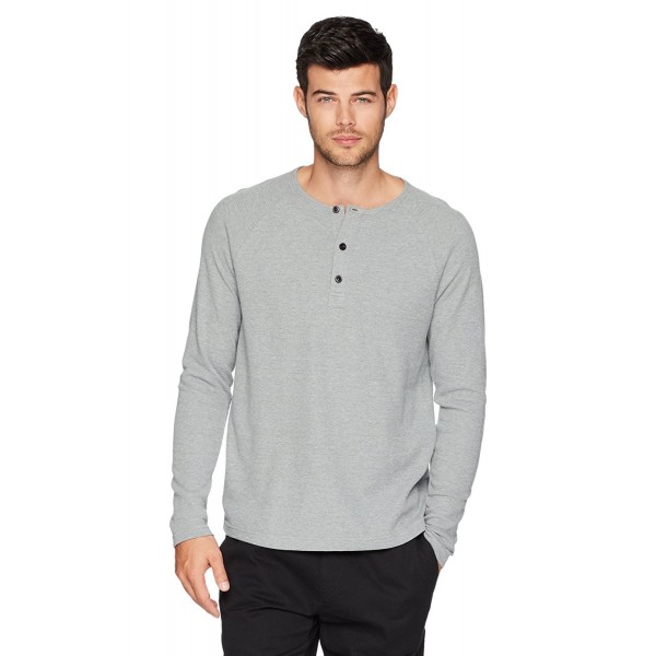 Men's Long Sleeve Raglan Waffle Henley - Gray Heather - CQ186ZHEMDO