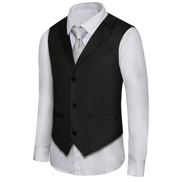 Men's Formal Vest Casual Waistcoat Dress Vests Jackets VS05 - Black ...