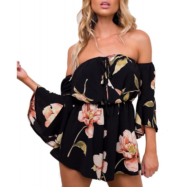 LuckyMore Shoulder Sleeves Playsuit Jumpsuit