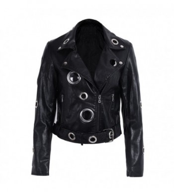 BerryGo Womens Belted Leather Jacket