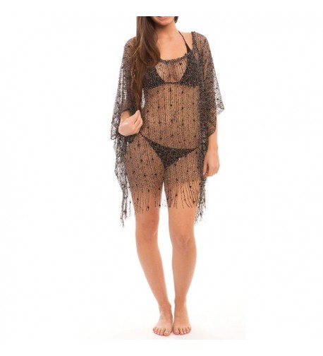 Womens Swimwear Hollow Fringe Poncho