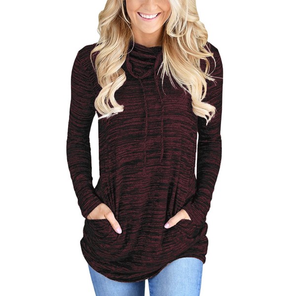 LOSRLY Casual Sweatshirt Kangaroo Pocket Wine