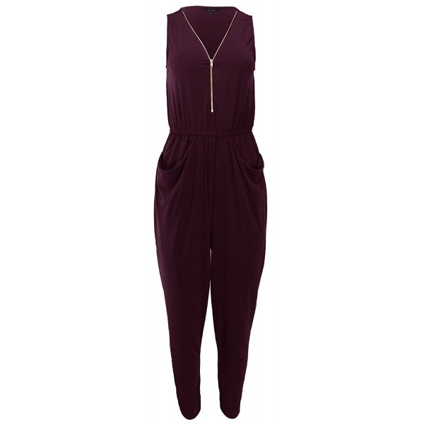 Ladies Code Sleeveless Jumpsuit Burgundy