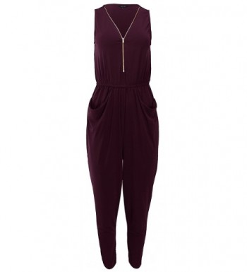 Ladies Code Sleeveless Jumpsuit Burgundy