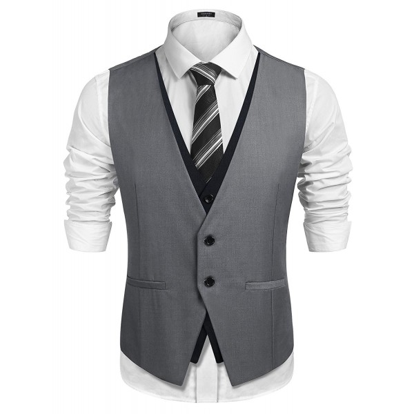 Men's Stylish Layering Suit Vest Business Dress Waistcoat Skinny ...