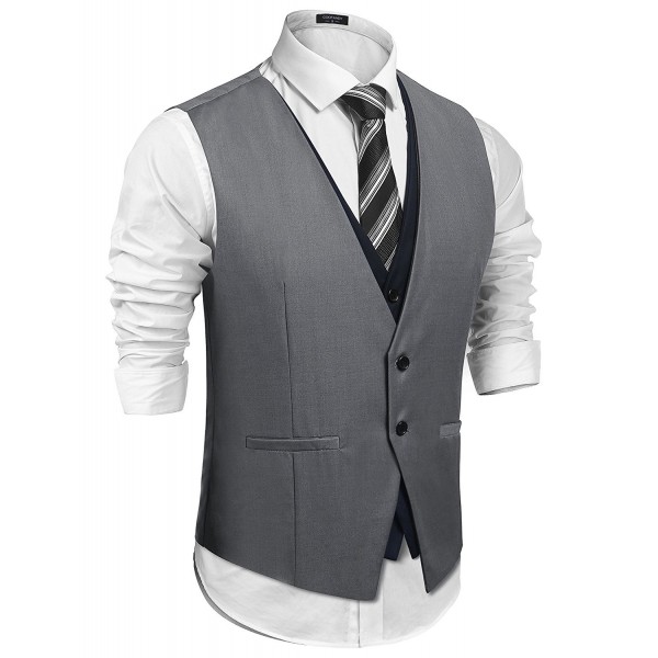 Men's Stylish Layering Suit Vest Business Dress Waistcoat Skinny ...