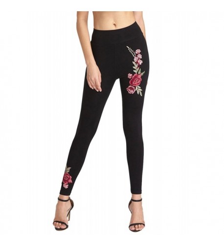 SweatyRocks Womens Floral Embroidered Leggings