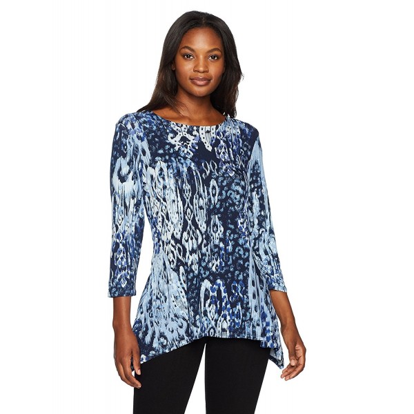 Women's Plus Size Scoop-Neck Paisley Ikat Printed Sharkbite Top ...