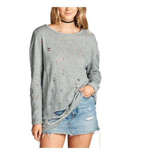 Womens Trendy Pullover Distressed 88_HGREY