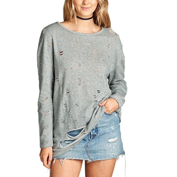 Womens Trendy Pullover Distressed 88_HGREY