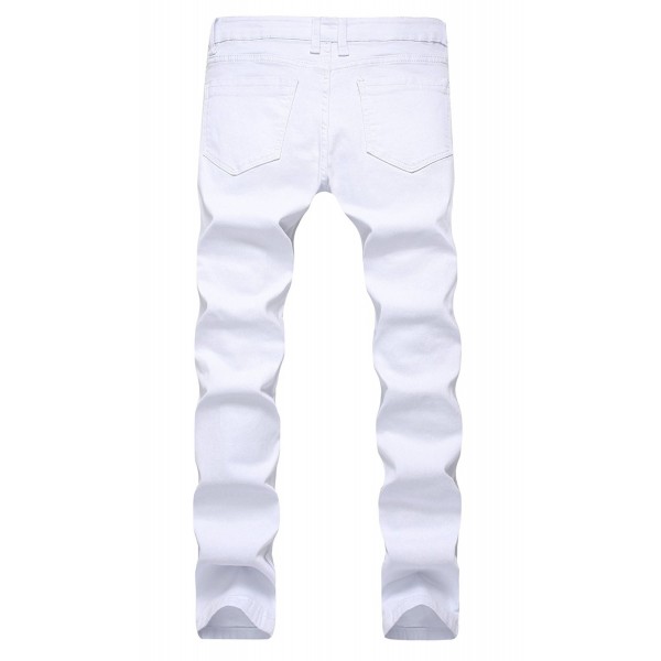 Men's Zipper Destroyed Ripped Skinny Slim Fit Stretch Holes Denim Jeans ...
