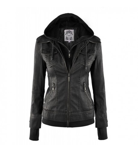 WJC664 Womens Leather Jacket Hoodie