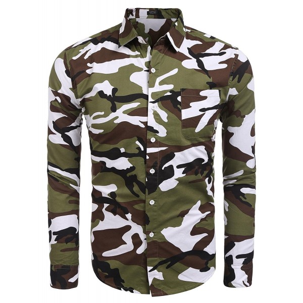 Men's Camouflage Button Down Shirts Long Sleeve Camo Slim Fit Dress ...