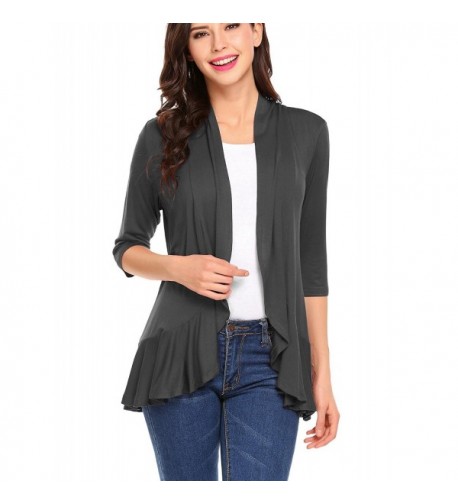 Mofavor Womens Casual Ruffles Cardigan