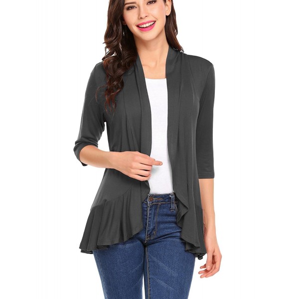 Mofavor Womens Casual Ruffles Cardigan