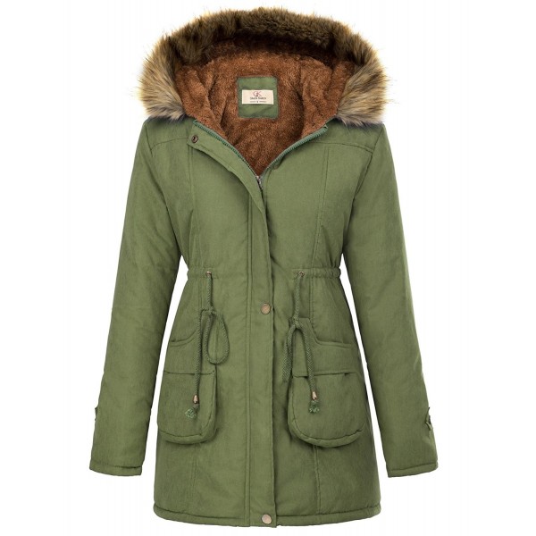 Womens Hooded Warm Winter Thicken Fleece Lined Parkas Long Coats ...