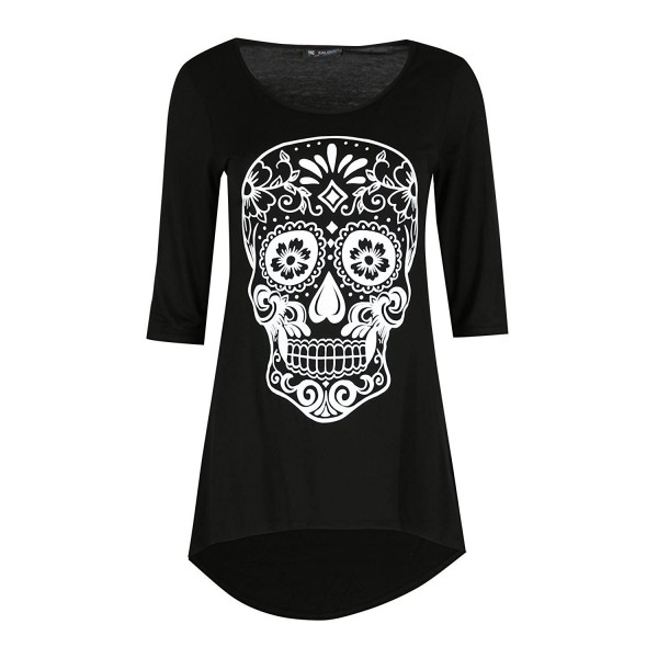 Womens Ladies Printed Curved Sleeves