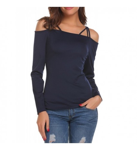 Women Strappy Shoulder Sleeve T Shirt