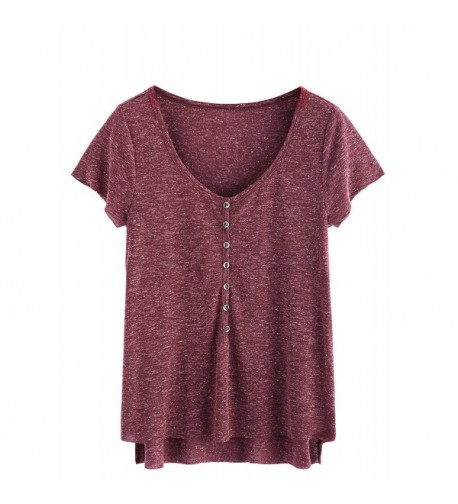 Floerns Womens Casual T shirt Burgundy